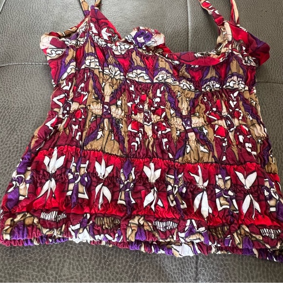 Tribal Geometric Print Boho Crop Top “one size fits all” - Picture 2 of 4